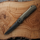Bestech Knives THYRA Folding Knife 3.5" Bohler M390 Steel Blade Bronze Titanium/Carbon Fiber