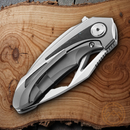 Bestech Knives Nuke Frame Folding Knife 2.63" M390 Steel Blade Gray Titanium/CF Handle