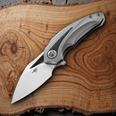 Bestech Knives Nuke Frame Folding Knife 2.63" M390 Steel Blade Gray Titanium/CF Handle
