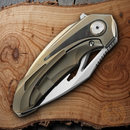 Bestech Knives Nuke Frame Folding Knife 2.63" Bohler M390 Steel Blade Bronze Titanium/CF Handle
