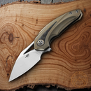 Bestech Knives Nuke Frame Folding Knife 2.63" Bohler M390 Steel Blade Bronze Titanium/CF Handle
