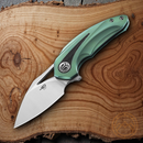 Bestech Knives Nuke Frame Folding Knife 2.63" Bohler M390 Steel Blade Green Titanium/G10 Handle