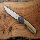 Bestech Knives Supernova Liner Folding Knife 3" Bohler M390 Steel Blade Gold Anodized Titanium Handle
