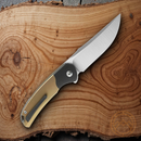 Bestech Knives Supernova Liner Folding Knife 3." Bohler M390 Steel Blade Gold Anodized Titanium Handle