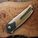 Bestech Knives Supernova Liner Folding Knife 3." Bohler M390 Steel Blade Gold Anodized Titanium Handle