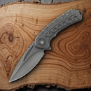 Bestech Knives Buwaya Framelock Folding Knife 3.5" M390 Steel Blade Gray Titanium Handle
