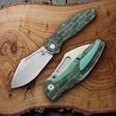 Bestech Knives Lockness Frame Folding Knife 4" Bohler M390 Steel Blade Black And Green G10 Handle