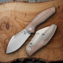 Bestech Knives Lockness Frame Folding Knife 4" Bohler M390 Steel Blade Natural Micarta Handle