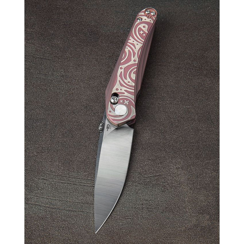 Bestech Knives Mothus Bar Lock Folding Knife 3.5" Bohler M390 Steel Blade Pink And Silver Titanium Handle T2206D -Bestech Knives - Survivor Hand Precision Knives & Outdoor Gear Store