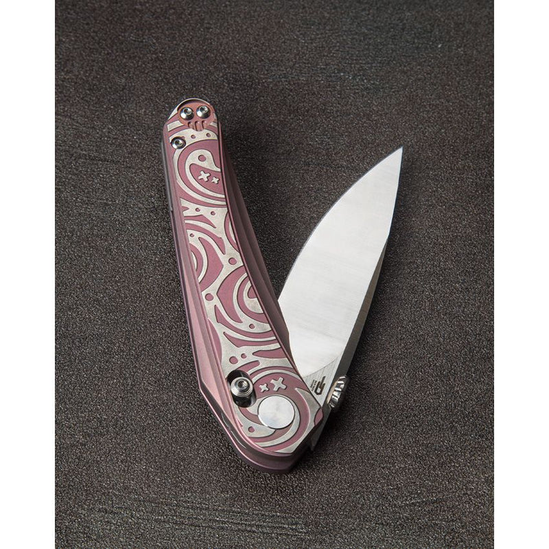 Bestech Knives Mothus Bar Lock Folding Knife 3.5" Bohler M390 Steel Blade Pink And Silver Titanium Handle T2206D -Bestech Knives - Survivor Hand Precision Knives & Outdoor Gear Store