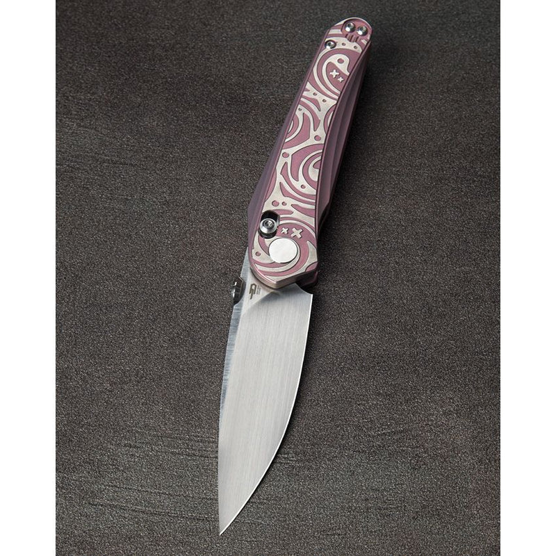 Bestech Knives Mothus Bar Lock Folding Knife 3.5" Bohler M390 Steel Blade Pink And Silver Titanium Handle T2206E -Bestech Knives - Survivor Hand Precision Knives & Outdoor Gear Store