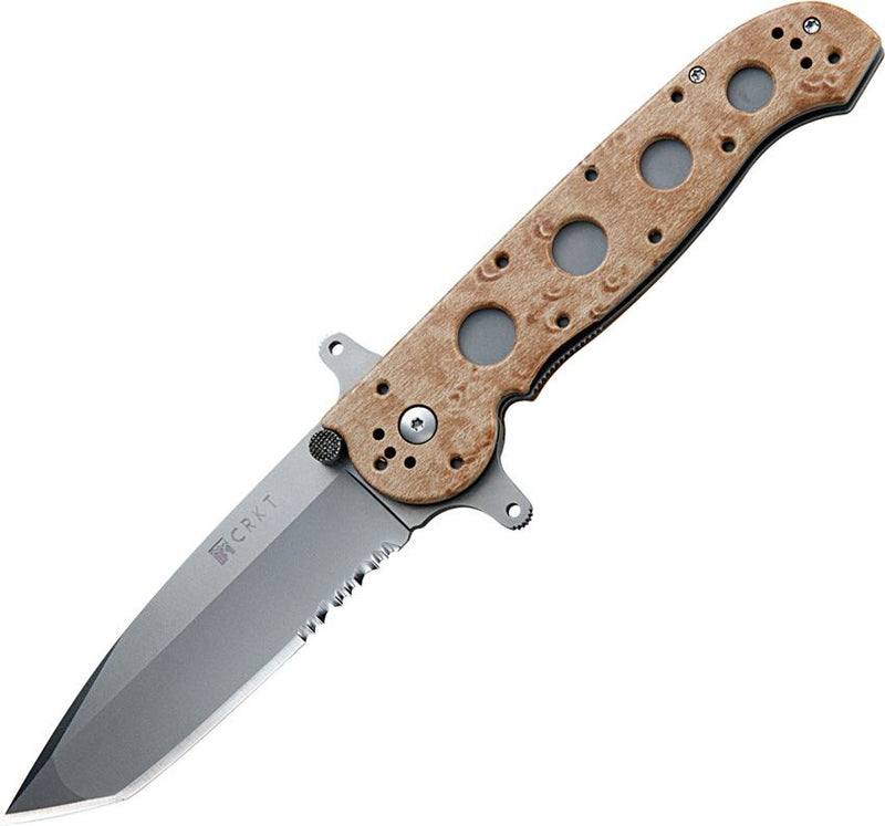 CRKT M16 Special Forces Folding Knife 4" Part Serrated AUS-8 Steel Extended Tang Tanto Blade Camo GRN Handle 14ZSF -CRKT - Survivor Hand Precision Knives & Outdoor Gear Store