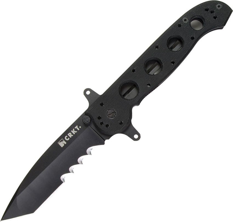 CRKT M16 Big Dog Special Forces Folding Knife 4" Black TiNi Coated Veff Serrated 8Cr14MoV Steel Extended Tang Tanto Blade G10 Handle 14SFG -CRKT - Survivor Hand Precision Knives & Outdoor Gear Store