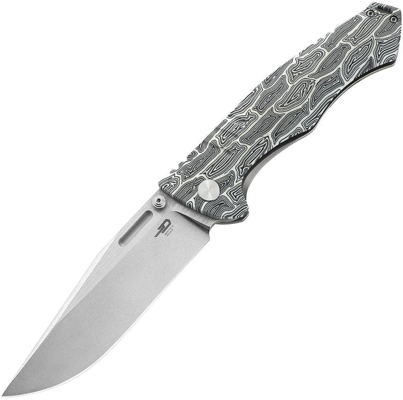 Bestech Knives Keen Folding Knife 4.13" S35VN Steel Clip Point Blade Black And White G10 / Titanium Back Handle T2301C -Bestech Knives - Survivor Hand Precision Knives & Outdoor Gear Store