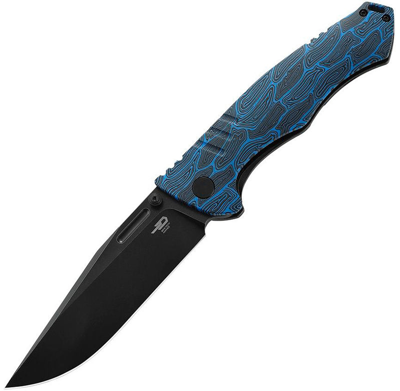 Bestech Knives Keen II Framelock Folding Knife 4.13" S35VN Steel Clip Point Blade Black And Blue G10 / Titanium Back Handle T2301D -Bestech Knives - Survivor Hand Precision Knives & Outdoor Gear Store