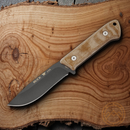 Buck Compadre Camp Fixed knife 4.75" 5160 Carbon Steel Blade Natural Canvas Micarta Handle.