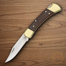 Buck 110 Hunter Folding Knife 420HC Steel Blade Crelicam Ebony Wood Handle