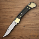Buck Hunter Folding Knife 3.75" 420HC Steel Blade Crelicam Ebony Handle