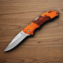 Buck Bantam BHW Folding Knife 3.75" 420HC Steel Blade Mossy Oak Blaze Orange camo Nylon Handle