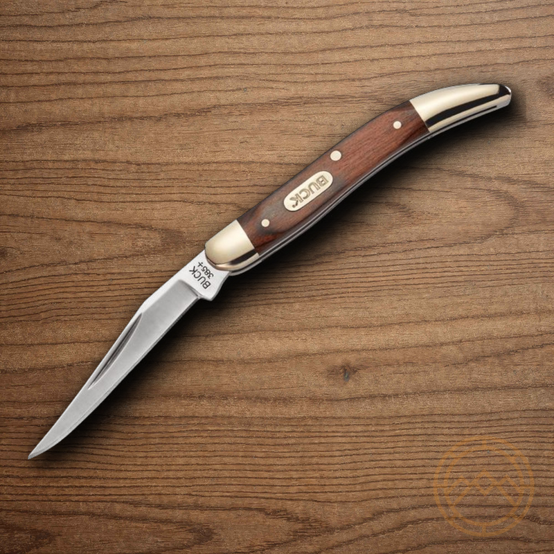 Buck Toothpick Folding Knife 420HC Steel Blade Wood Handle