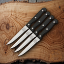 Chicago Cutlery Essentials 4 Set Kitchen Steak Knife 4.5" Serrated High Carbon Steel Full Tang Blades Black Polymer Handles