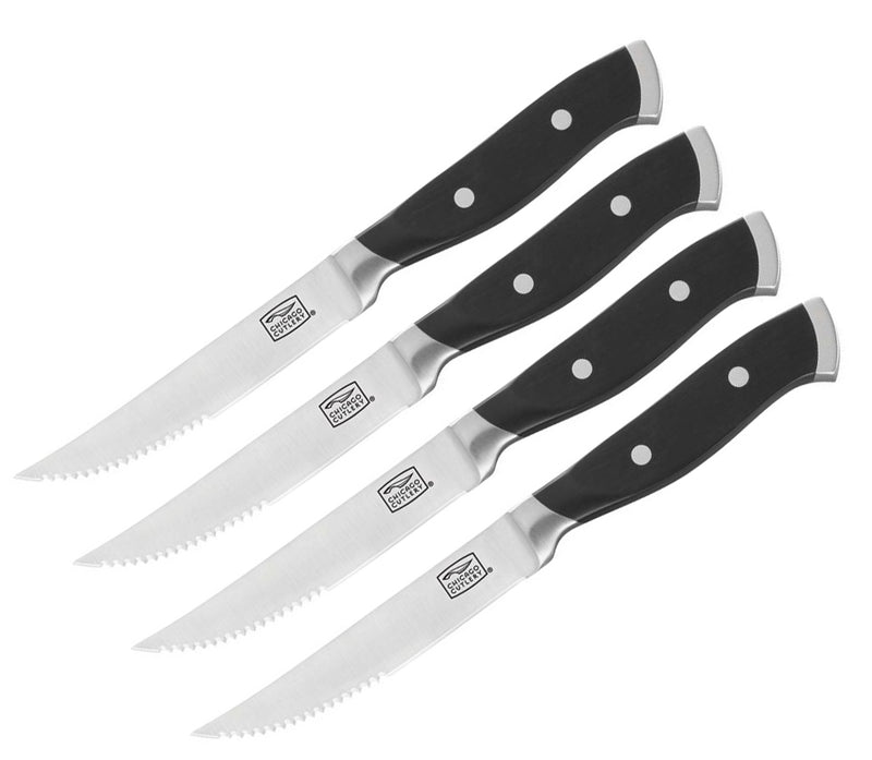 Chicago Cutlery Armitage Set Of Four Kitchen Steak Knife 4.5" Part Serrated High Carbon Steel Full Tang Blades Black Polymer Handles 02331 -Chicago Cutlery - Survivor Hand Precision Knives & Outdoor Gear Store