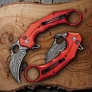 Civivi Incisor II Folding Knife 2" Damascus Steel Blade Red Aluminum Handle