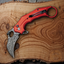 Civivi Incisor II Folding Knife 2" Damascus Steel Blade Red Aluminum Handle