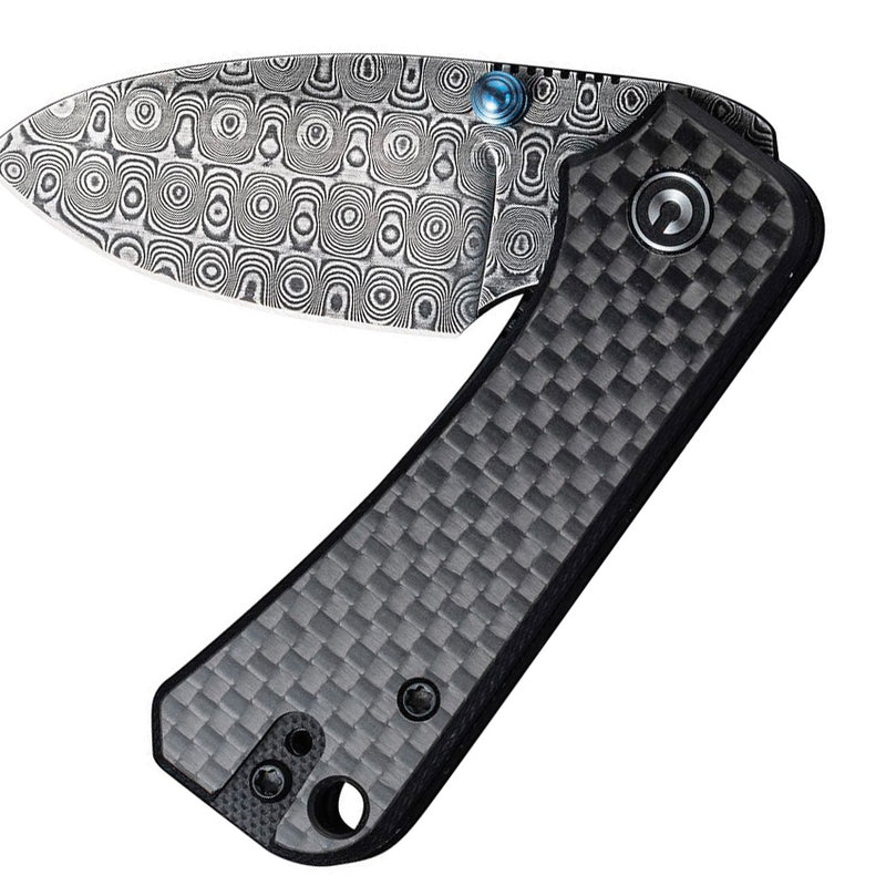 Civivi Baby Banter Linerlock Folding Knife 2.38" Damascus Steel Blank Hand Rubbed Blade Black G10 / Carbon Fiber Handle 19068SDS1 -Civivi - Survivor Hand Precision Knives & Outdoor Gear Store