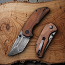 Civivi Thug 2 Folding Knife 2.69" Damascus Steel Blade Cuibourtia Wood Handle