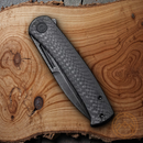 Civivi Cetos Folding Knife 3.48" Damascus Steel Blade Black Carbon Fiber Handle