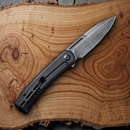 Civivi Cetos Folding Knife 3.48" Damascus Steel Blade Black Carbon Fiber Handle