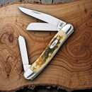Case XX Cutlery Stockman Series Pocket Knife Stainless Blades Amber Bone Handle