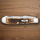 Case XX Trapper Pocket Knife Stainless Clip/Spey Blades Amber Jigged Bone Handle