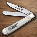 Case XX Psalm 23 Trapper Pocket Knife Stainless Steel Blades Natural Bone Handle 08795