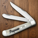 Case XX Papaw Pocket Knife Stainless Steel Blades Natural Smooth Bone Handle 10430