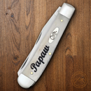 Case XX Papaw Pocket Knife Stainless Steel Blades Natural Smooth Bone Handle 10430