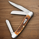 Case XX Med Stockman Pocket Knife Tru-Sharp Steel Blades Burnt Amber Bone Handle