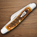 Case XX Med Stockman Pocket Knife Tru-Sharp Steel Blades Burnt Amber Bone Handle