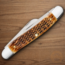 Case XX Med Stockman Pocket Knife Tru-Sharp Steel Blades Burnt Amber Bone Handle