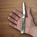 Case XX Cutlery Trapper Pocket Knife Stainless Steel Blades Abalone Handle 12000