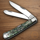 Case XX Cutlery Trapper Pocket Knife Stainless Steel Blades Abalone Handle 12000