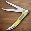 Case XX Cutlery Fish Pocket Knife Stainless Steel Blades Yellow Synthetic Handle 120