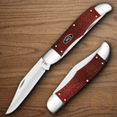 Case XX Hunter Pocket Knife Carbon Steel Blades Dark Red Burlap Micarta Handle
