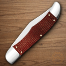 Case XX Hunter Pocket Knife Carbon Steel Blades Dark Red Burlap Micarta Handle