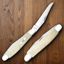 Case XX Muskrat Pocket Knife Stainless Steel Blades Natural Smooth Bone Handle