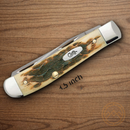 Case XX Trapper Pocket Knife Stainles Steel Clip / Spey Blades Amber Bone Handle