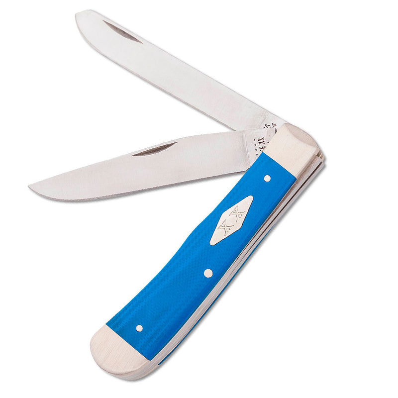 Case XX Trapper Pocket Knife Tru-Sharp Surgical Steel Clip And Spey Blades Smooth Blue G10 Handle 16750 -Case Cutlery - Survivor Hand Precision Knives & Outdoor Gear Store