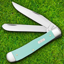 Case XX Seafoam Trapper Pocket Knife Trusharp Surgical Steel Blades G10 Handle