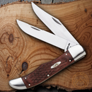 Case XX Hunter Folding Knife Tru-Sharp Surgical Steel Blades Jigged Brown Staminawood Delrin Handle 00189